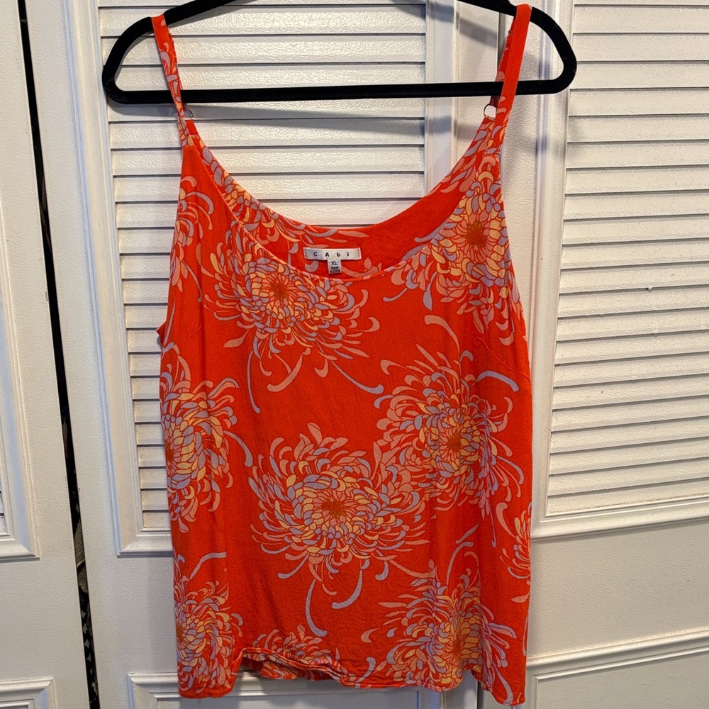 CAbi Red Floral Spaghetti-Strap Camisole